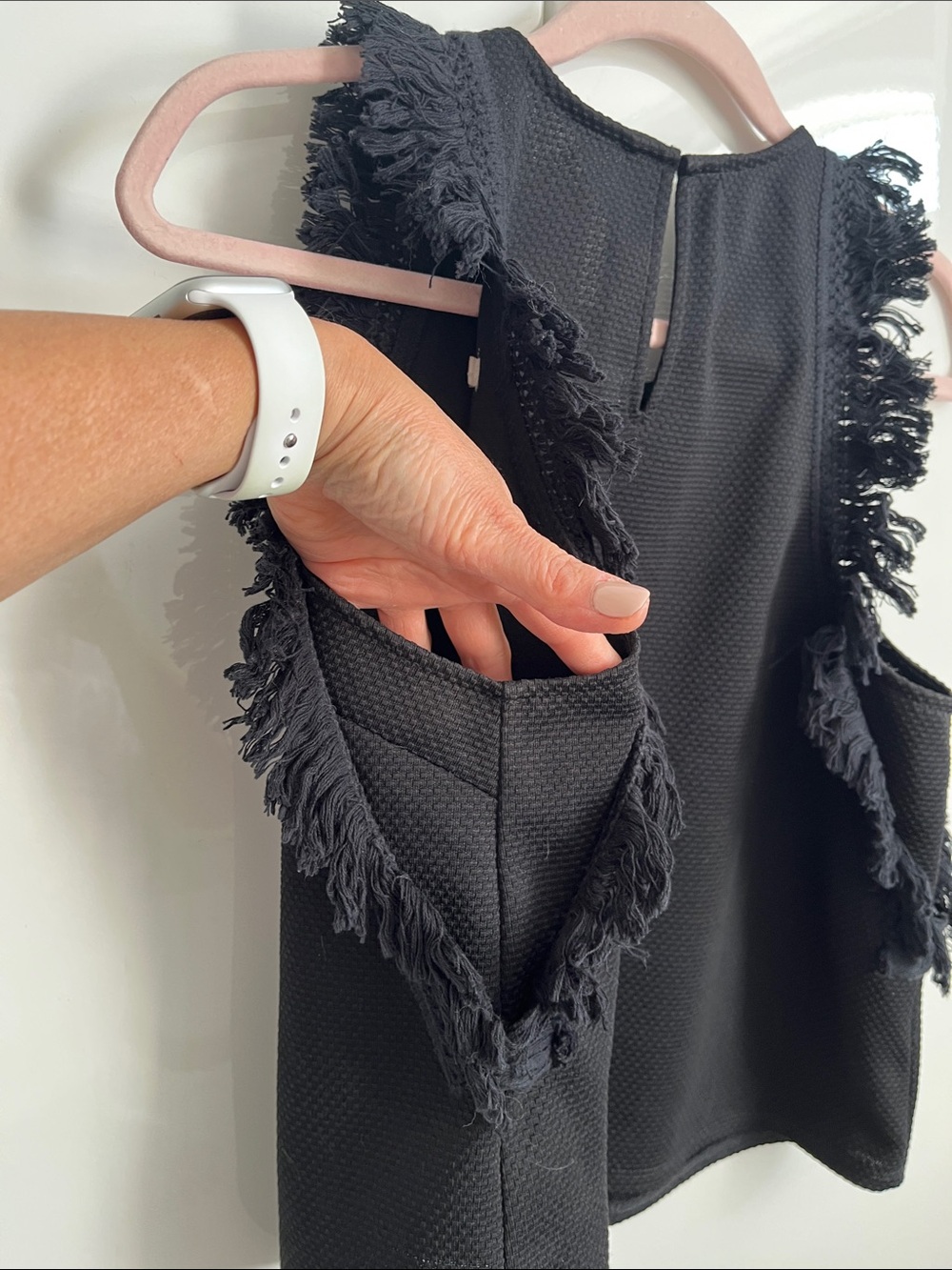 RACHEL ROY NWOT Black Textured Fringe-Trim Sleeveless Top, Size M - Picture 6 of 9